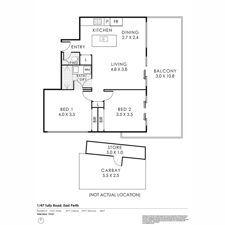 Floorplan of Homely apartment listing, 1/47 Tully Road, East Perth WA 6004