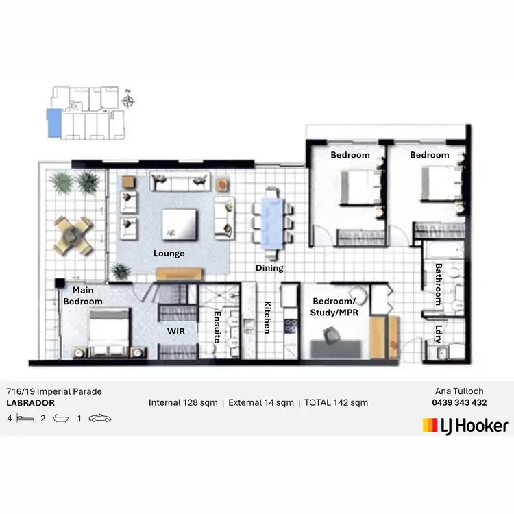 Floorplan of Homely apartment listing, 716/19 Imperial Parade, Labrador QLD 4215