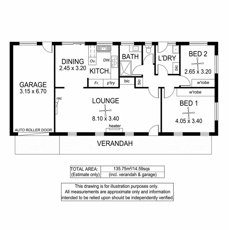 Floorplan of Homely unit listing, 1/15A Salisbury Street, Somerton Park SA 5044