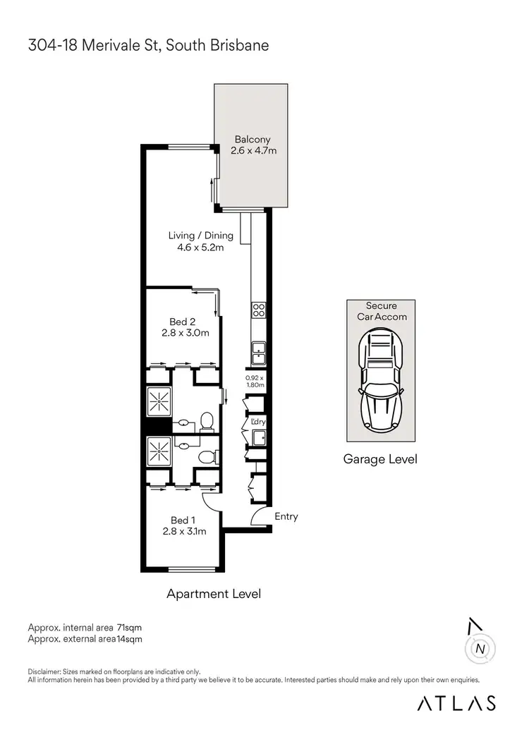 Floorplan of Homely apartment listing, 304/18 Merivale Street, South Brisbane QLD 4101