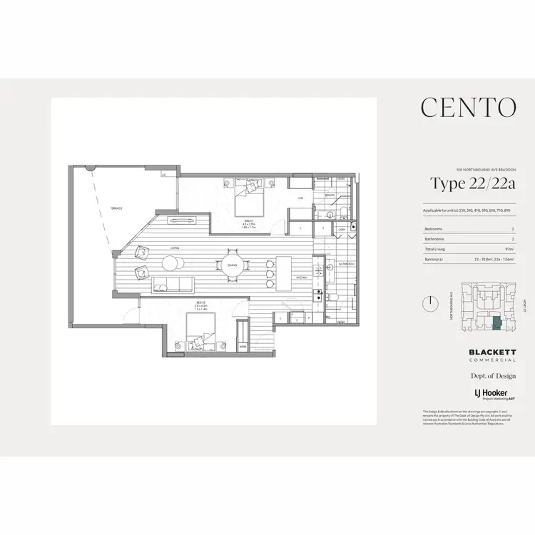 Floorplan of Homely apartment listing, CENTO 100 Northbourne Avenue, Braddon ACT 2612