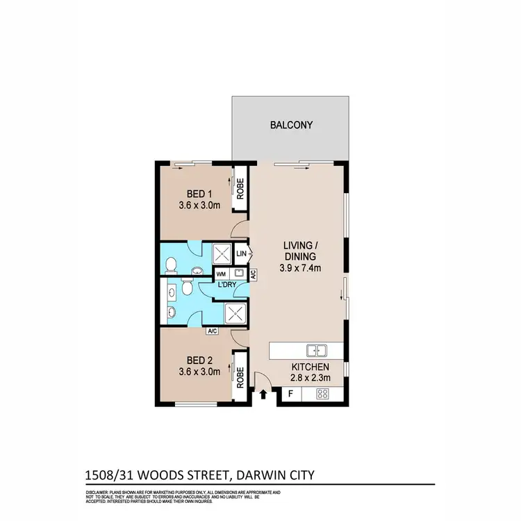 Floorplan of Homely unit listing, 1508/31 Woods Street, Darwin City NT 800