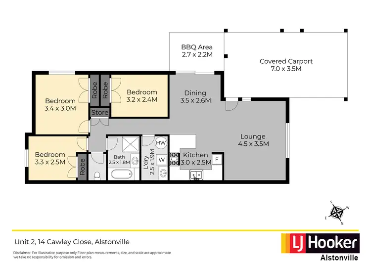 Floorplan of Homely semi-detached listing, Unit 2/14 Cawley Close, Alstonville NSW 2477