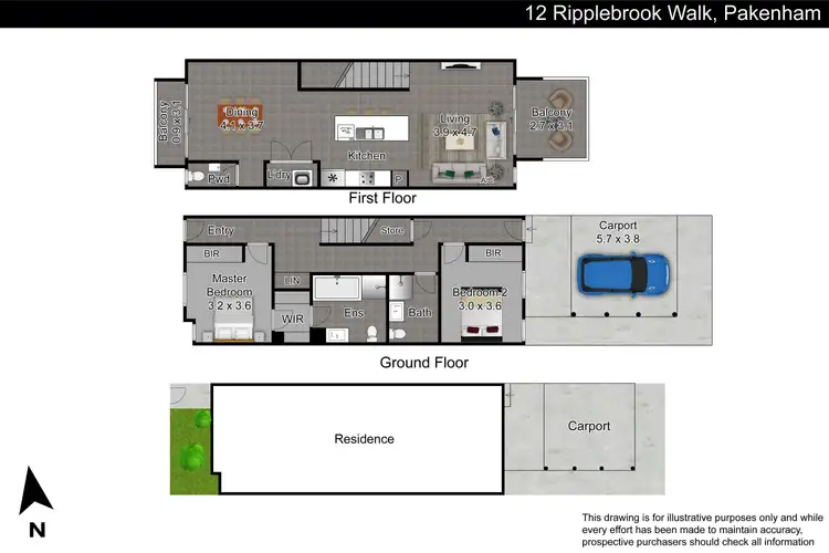 Floorplan of Homely townhouse listing, 12 Ripplebrook Walk, Pakenham VIC 3810