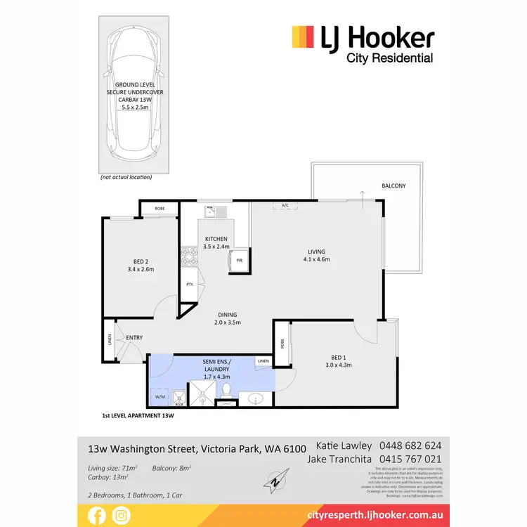 Floorplan of Homely apartment listing, 13w/107 Washington Street, Victoria Park WA 6100