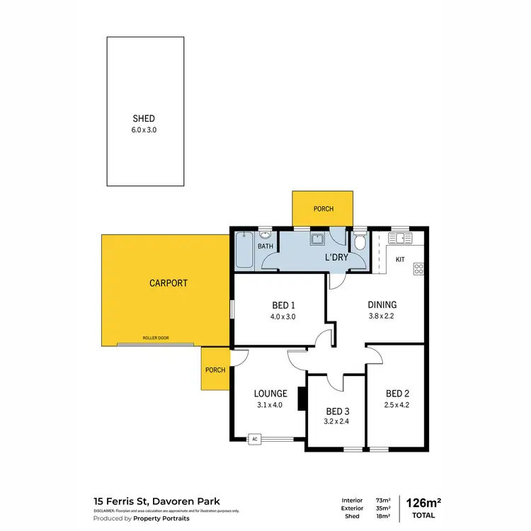 Floorplan of Homely house listing, 15 Ferris Street, Davoren Park SA 5113