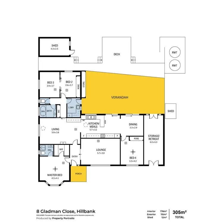 Floorplan of Homely house listing, 8 Gladman Close, Hillbank SA 5112