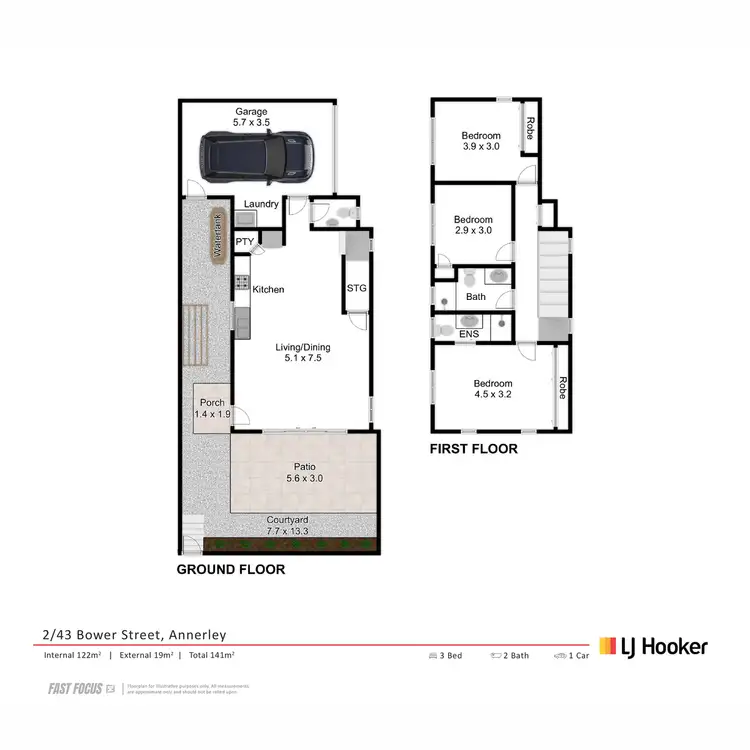 Floorplan of Homely townhouse listing, 2/43 Bower Street, Annerley QLD 4103