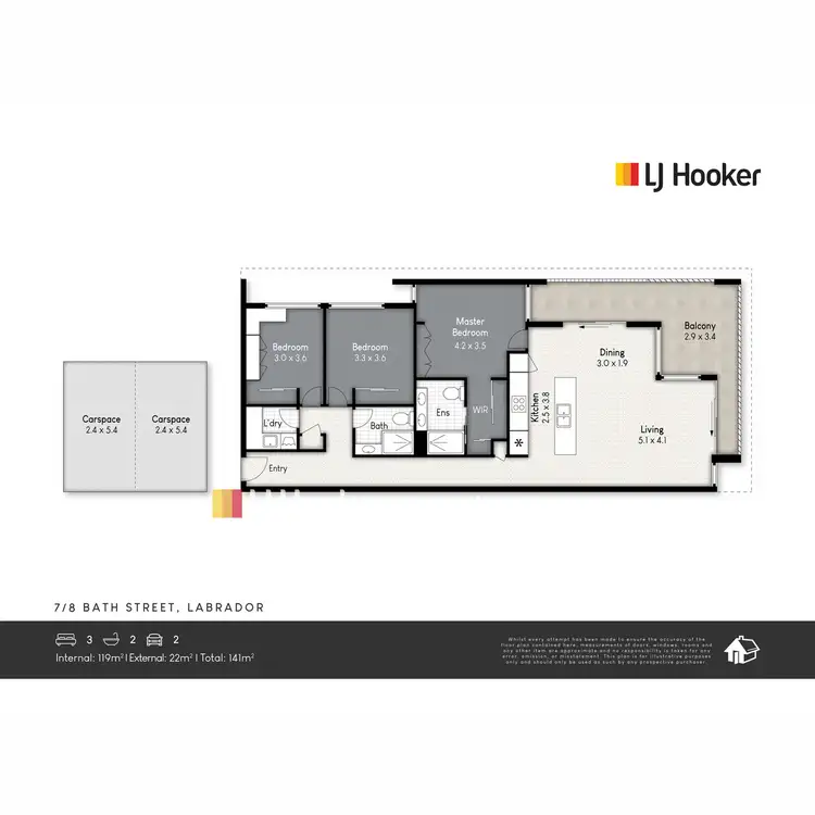Floorplan of Homely apartment listing, 7/8 Bath Street, Labrador QLD 4215