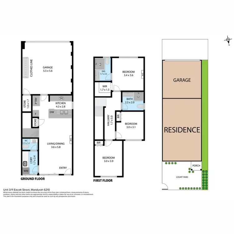 Floorplan of Homely townhouse listing, 3/11 Eacott Street, Mandurah WA 6210