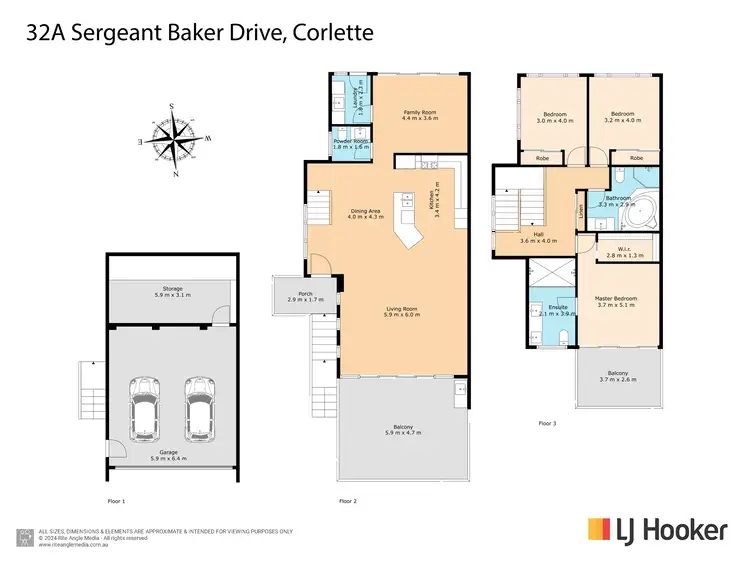 Floorplan of Homely semi-detached listing, 32A Sergeant Baker Drive, Corlette NSW 2315
