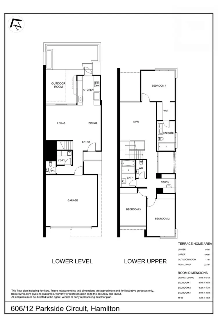 Floorplan of Homely townhouse listing, 606/12 Parkside Circuit, Hamilton QLD 4007
