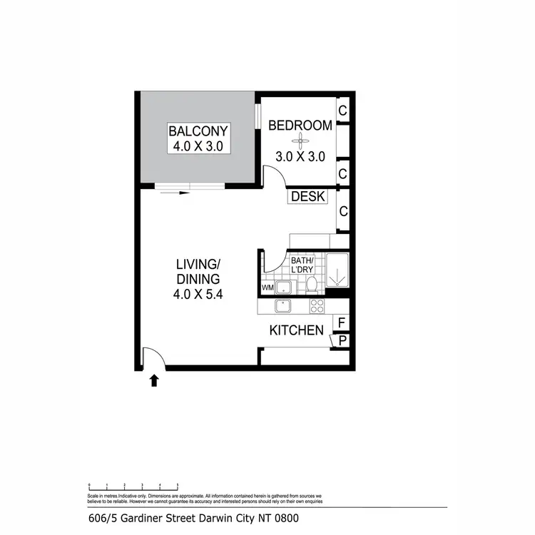Floorplan of Homely apartment listing, 606/5 Gardiner Street, Darwin City NT 800
