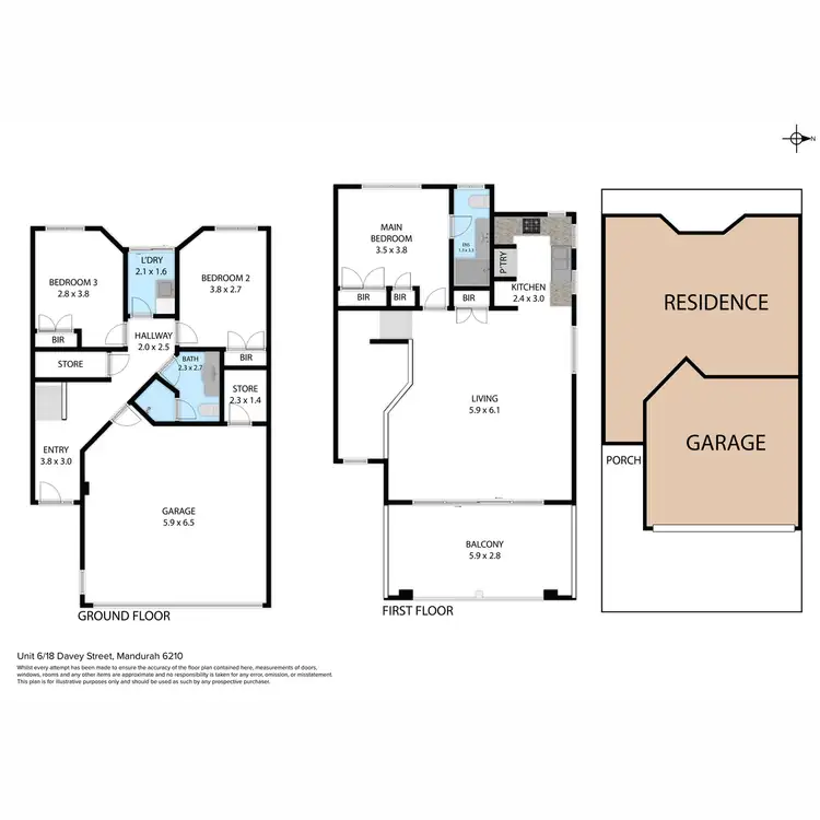 Floorplan of Homely townhouse listing, 6/18 Davey Street, Mandurah WA 6210