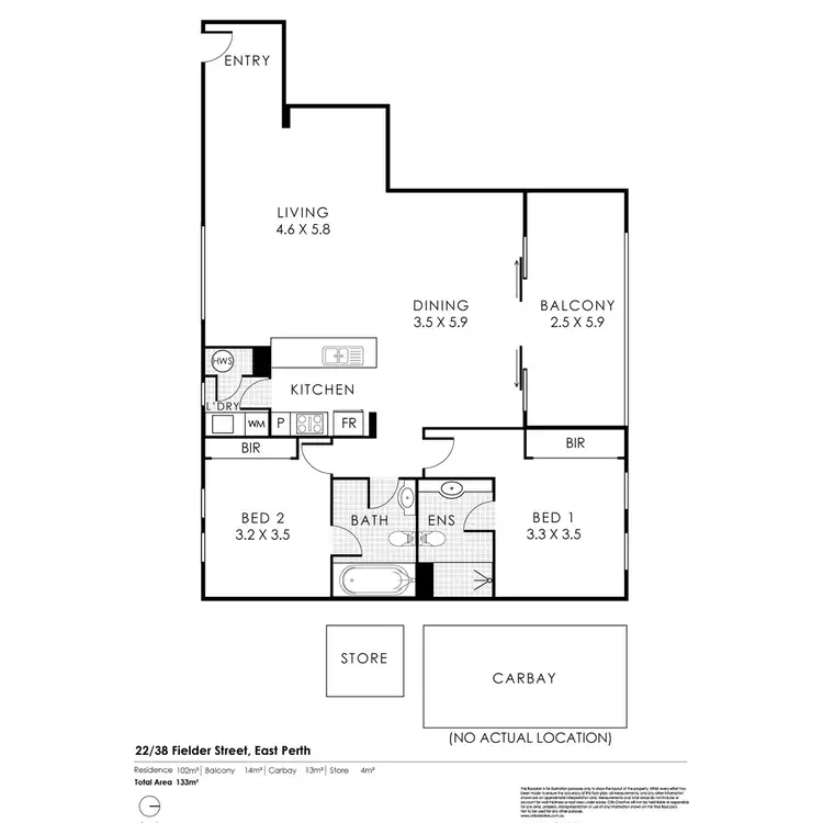 Floorplan of Homely apartment listing, 22/38 Fielder Street, East Perth WA 6004