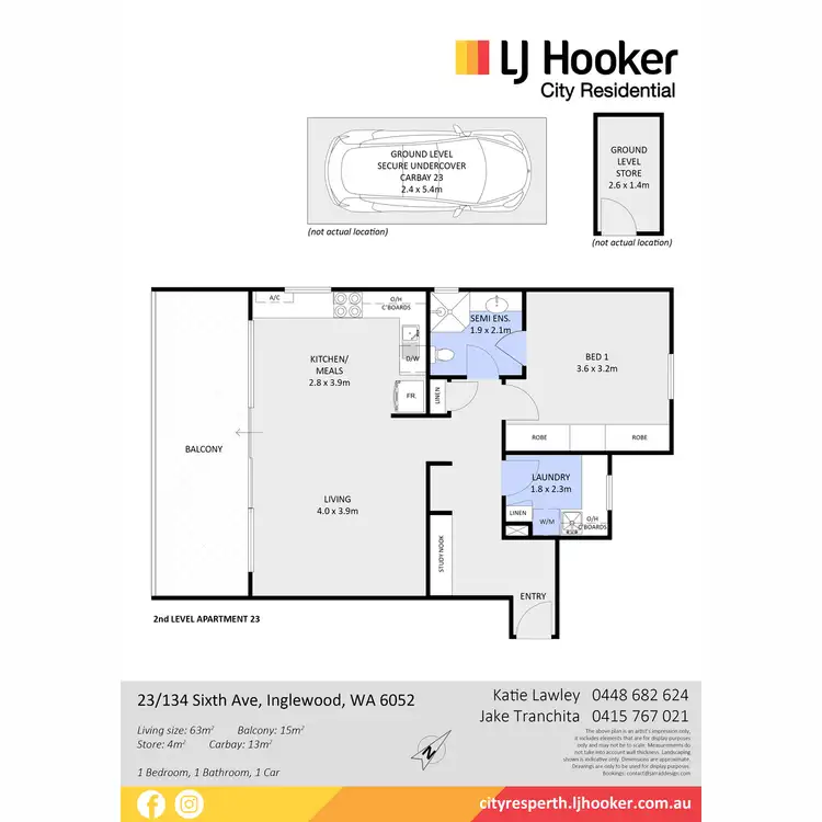 Floorplan of Homely apartment listing, 23/134 Sixth Avenue, Inglewood WA 6052