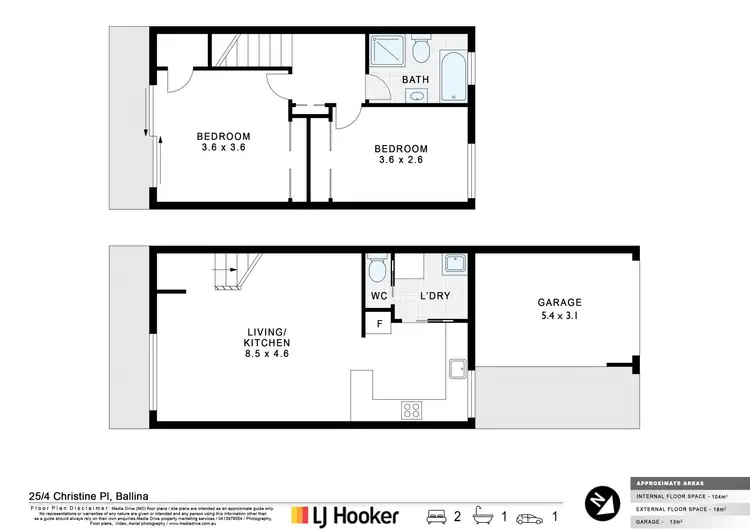 Floorplan of Homely unit listing, 25/4 Christine Place, Ballina NSW 2478