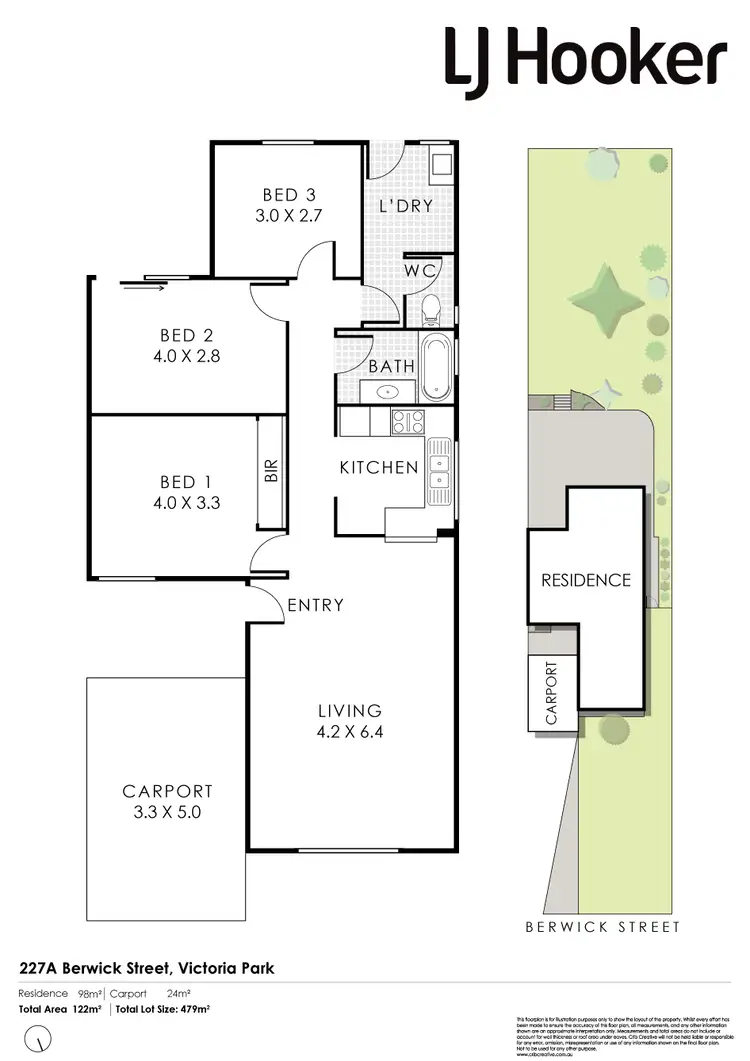 Floorplan of Homely semi-detached listing, 227A Berwick Street, Victoria Park WA 6100