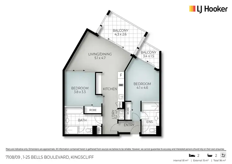 Floorplan of Homely unit listing, 7108-09/1-25 Bells Boulevard, Kingscliff NSW 2487