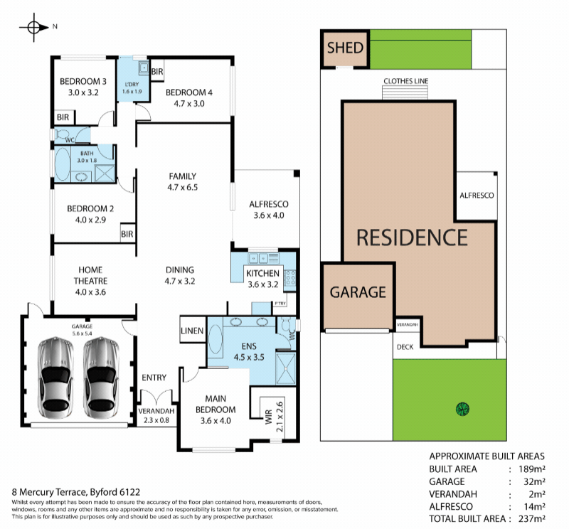 Floorplan of Homely house listing, 8 Mercury Terrace, Byford WA 6122