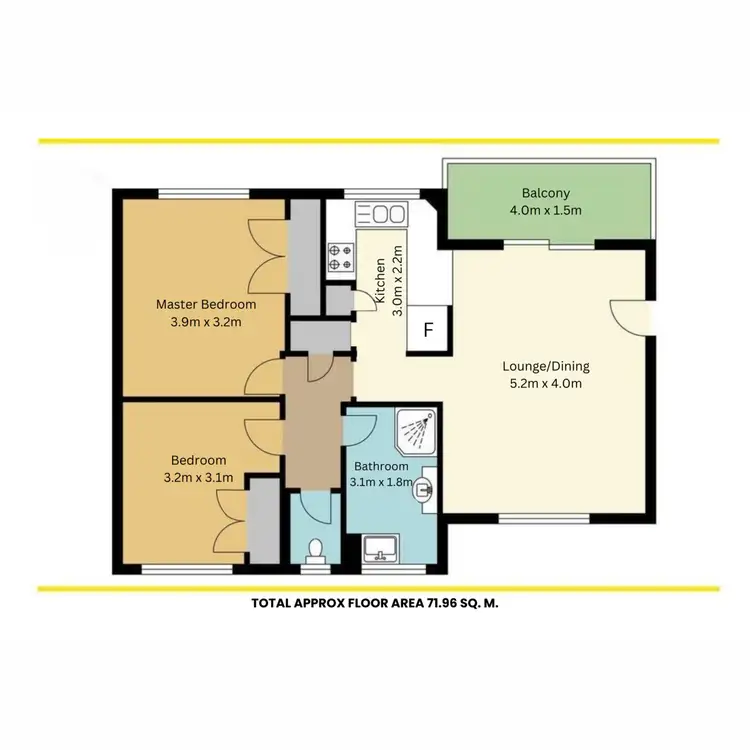Floorplan of Homely unit listing, 3/76 Brighton Street, Biggera Waters QLD 4216