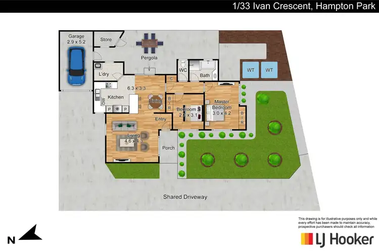 Floorplan of Homely unit listing, 1/33 Ivan Crescent, Hampton Park VIC 3976