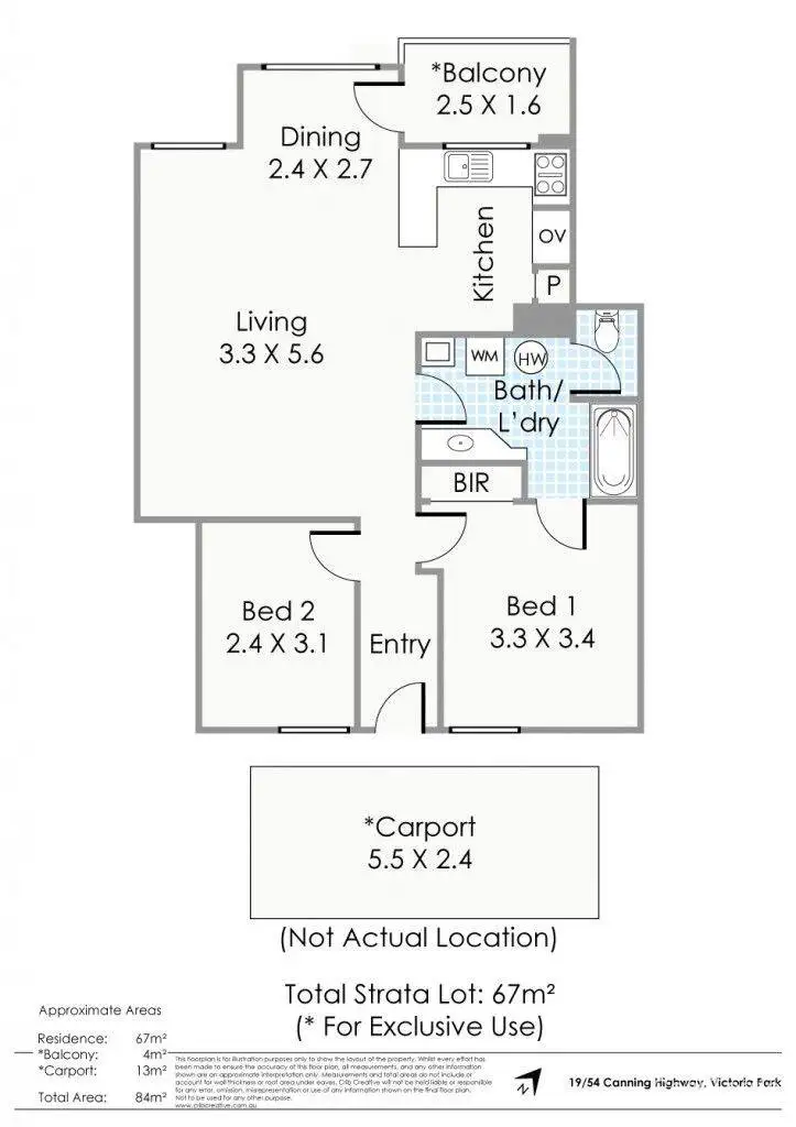 Floorplan of Homely apartment listing, 19/54 Canning Highway, Victoria Park WA 6100