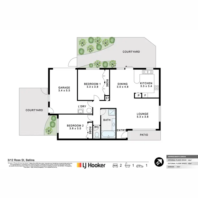 Floorplan of Homely unit listing, 3/12 Ross Street, Ballina NSW 2478