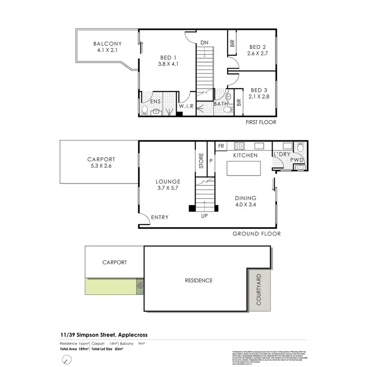 Floorplan of Homely townhouse listing, 11/39 Simpson Street, Applecross WA 6153