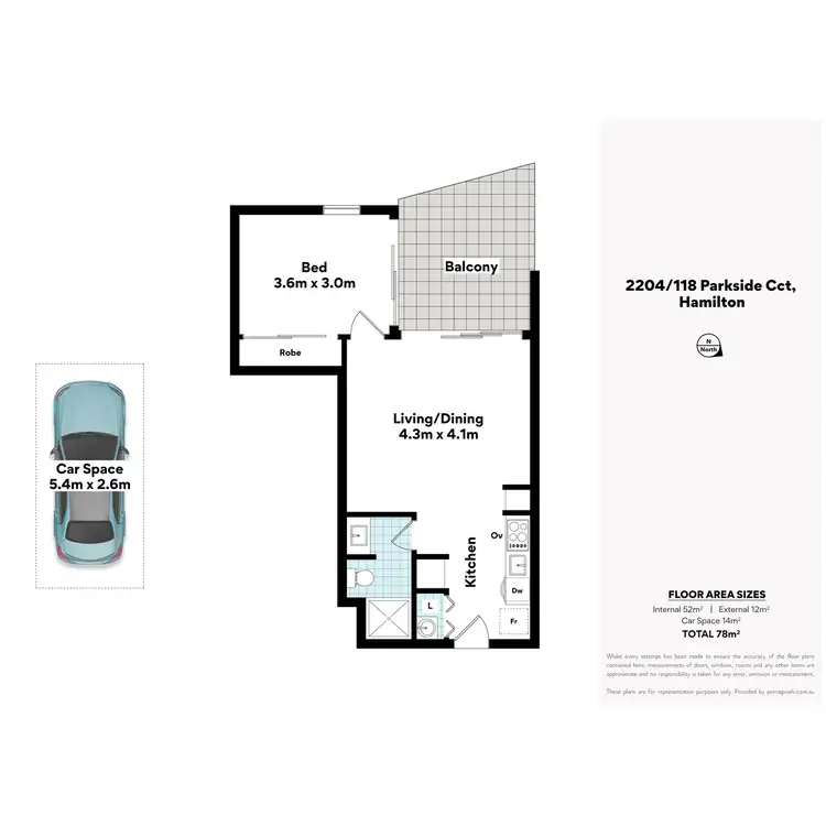 Floorplan of Homely apartment listing, 2204/118 Parkside Circuit, Hamilton QLD 4007