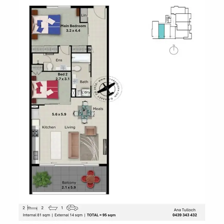 Floorplan of Homely apartment listing, 1107/378 Marine Parade, Labrador QLD 4215