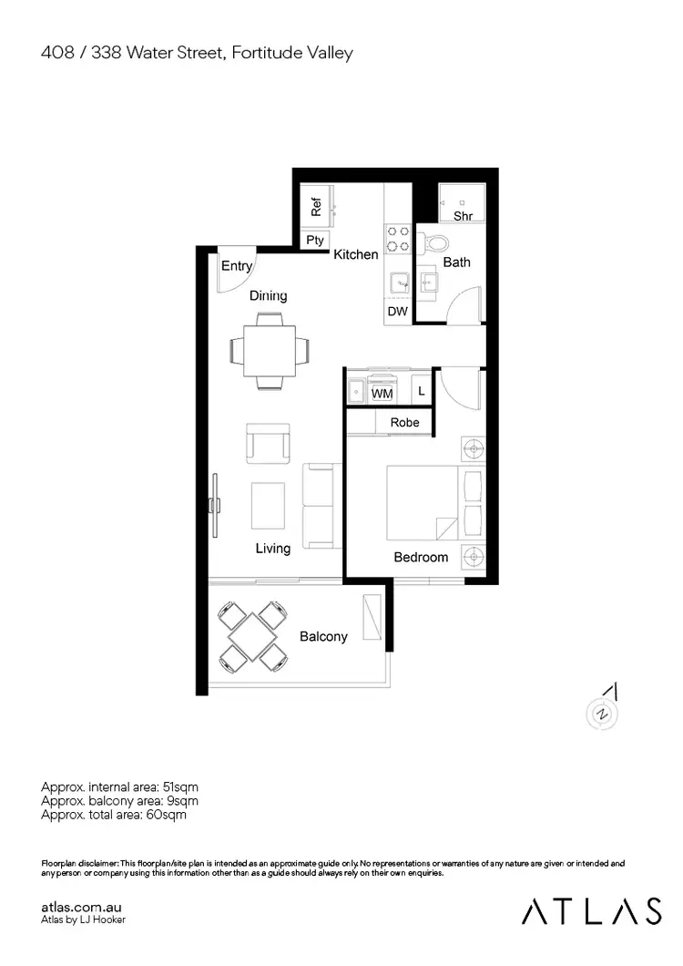 Floorplan of Homely apartment listing, 408/338 Water Street, Fortitude Valley QLD 4006