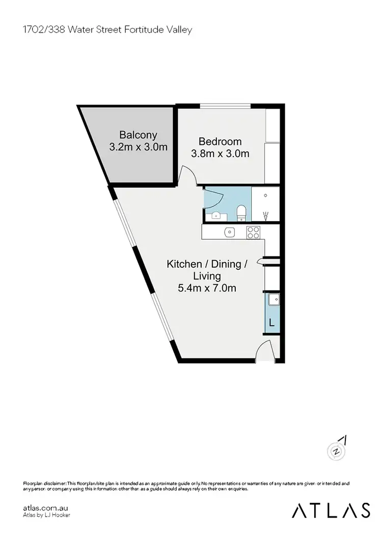 Floorplan of Homely apartment listing, 1702/338 Water Street, Fortitude Valley QLD 4006