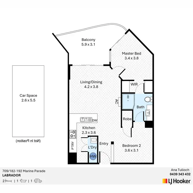 Floorplan of Homely apartment listing, 709/182-192 Marine Parade, Labrador QLD 4215