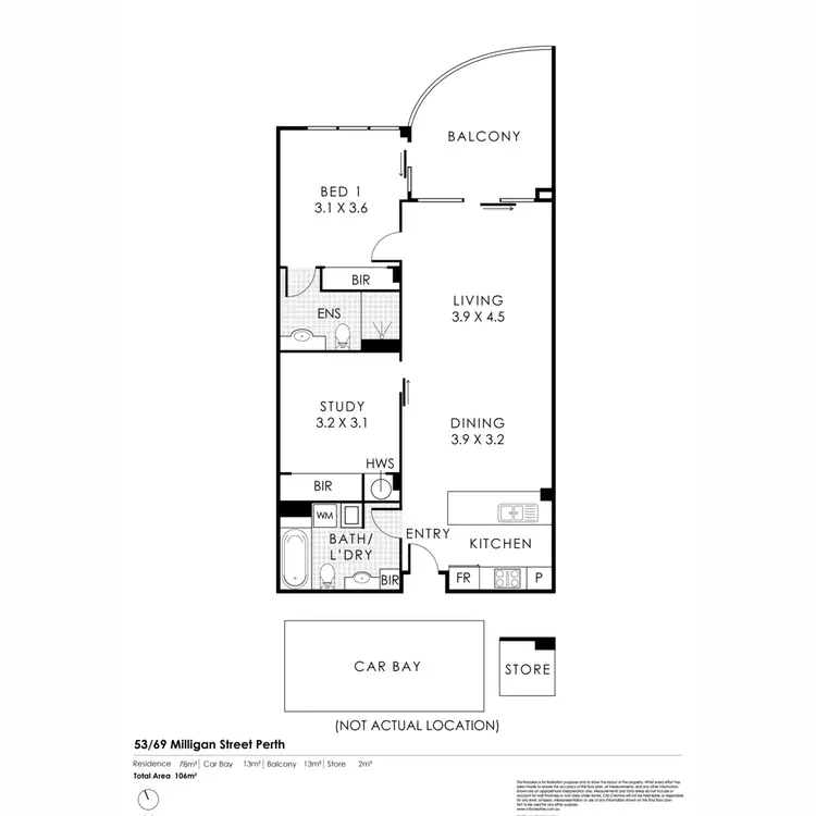 Floorplan of Homely apartment listing, 53/69 Milligan Street, Perth WA 6000