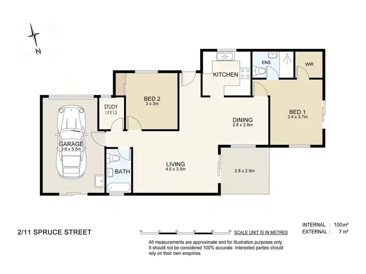 Floorplan of Homely semi-detached listing, 2/11 Spruce Street, Loganlea QLD 4131