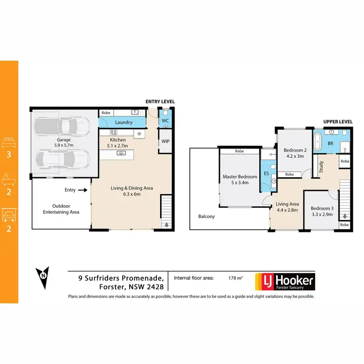 Floorplan of Homely semi-detached listing, 9 Surfriders Promenade, Forster NSW 2428