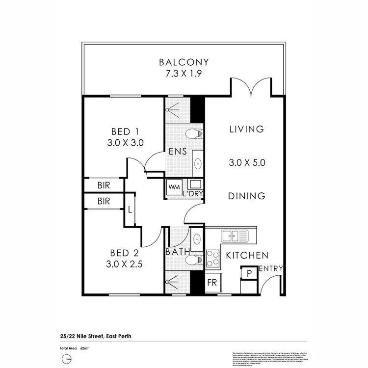 Floorplan of Homely apartment listing, 25/22 Nile Street, East Perth WA 6004