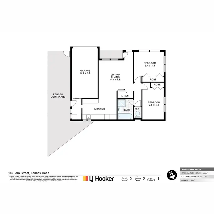 Floorplan of Homely unit listing, 1/6 Fern Street, Lennox Head NSW 2478