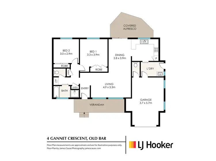 Floorplan of Homely semi-detached listing, 4 Gannet Crescent, Old Bar NSW 2430