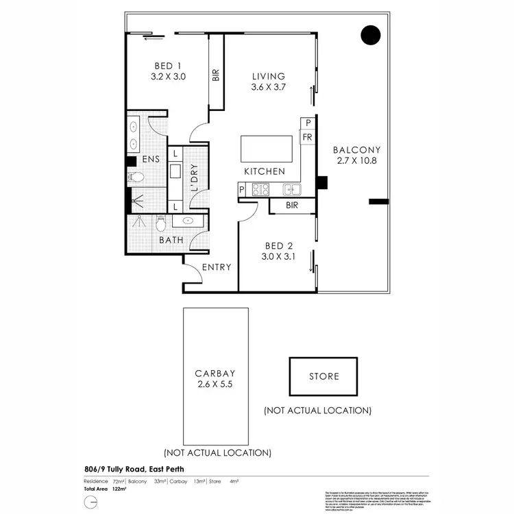 Floorplan of Homely apartment listing, 806/9 Tully Road, East Perth WA 6004