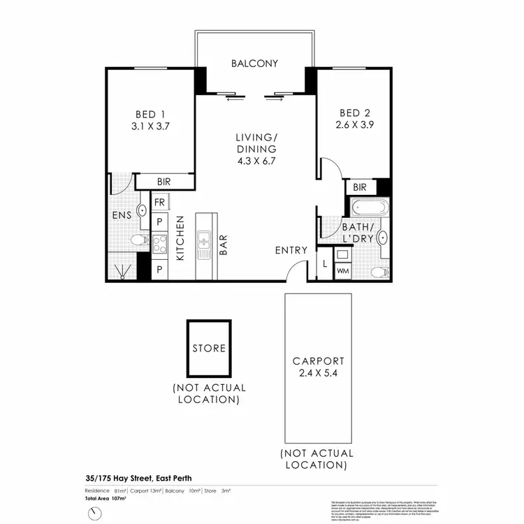 Floorplan of Homely apartment listing, 35/175 Hay Street, East Perth WA 6004
