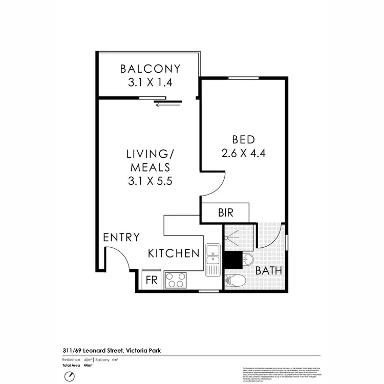 Floorplan of Homely apartment listing, 311/69 Leonard Street, Victoria Park WA 6100