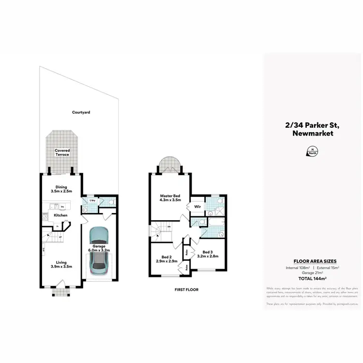 Floorplan of Homely townhouse listing, 2/34 Parker Street, Newmarket QLD 4051
