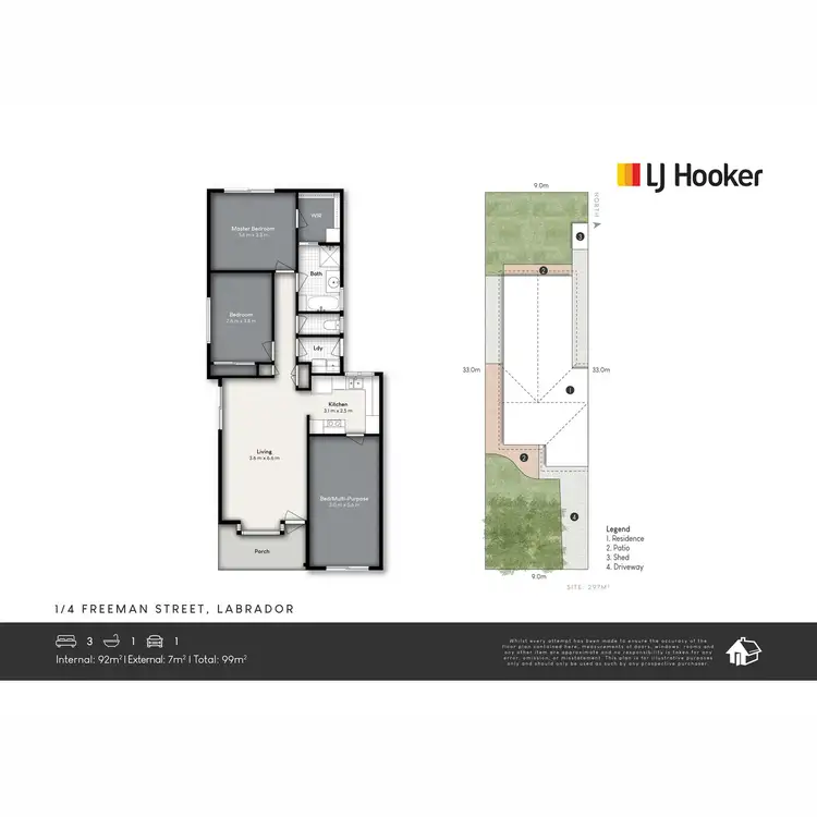 Floorplan of Homely semi-detached listing, 1/4 Freeman Street, Labrador QLD 4215