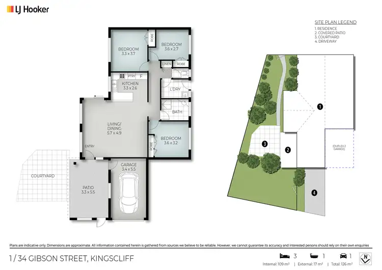 Floorplan of Homely semi-detached listing, 1/34 Gibson Street, Kingscliff NSW 2487