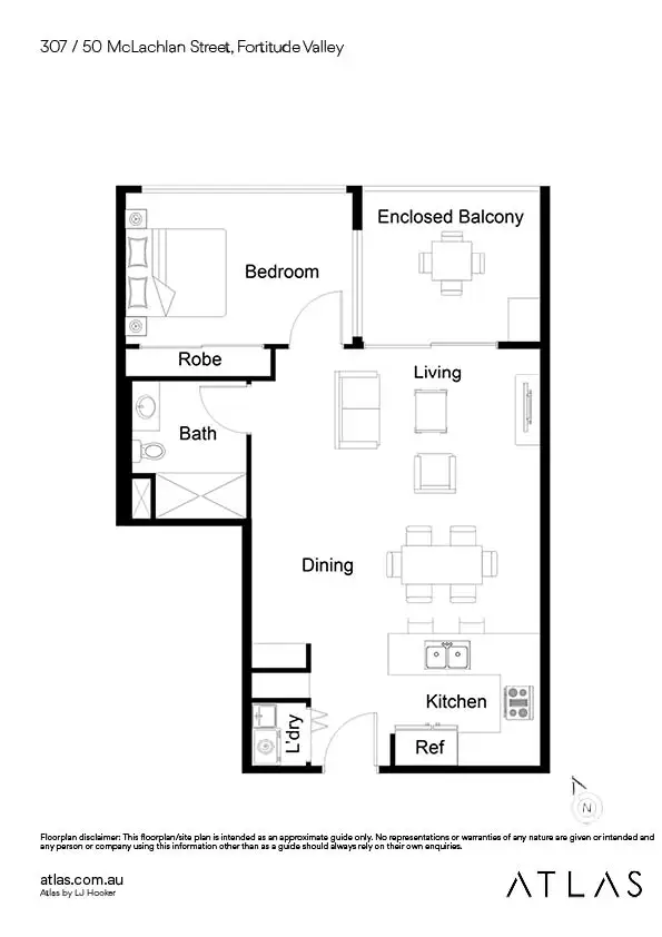 Floorplan of Homely apartment listing, 307/50 McLachlan Street, Fortitude Valley QLD 4006
