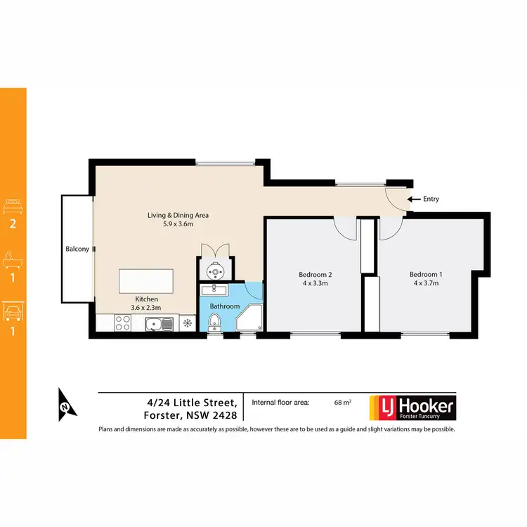 Floorplan of Homely unit listing, 4/24 Little Street, Forster NSW 2428