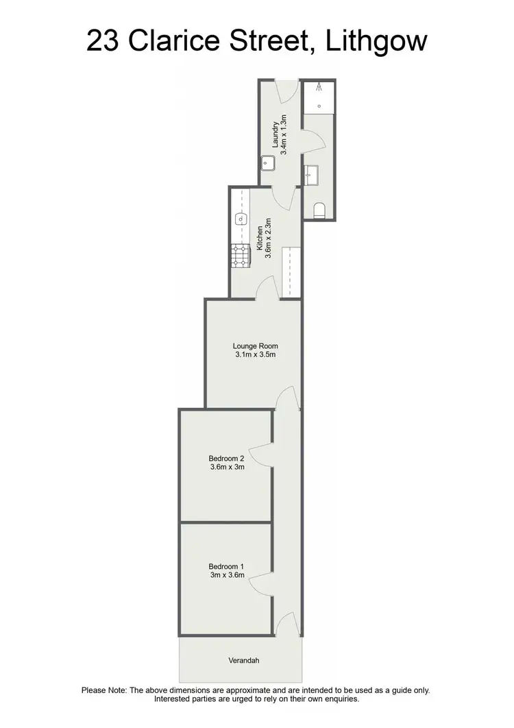 Floorplan of Homely semi-detached listing, 23 Clarice Street, Lithgow NSW 2790