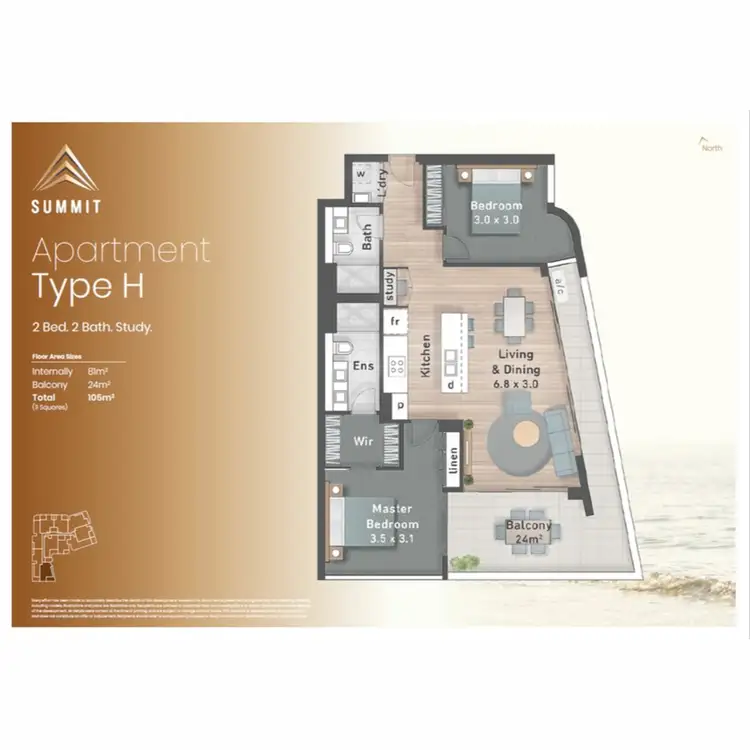 Floorplan of Homely apartment listing, 709/110 Frank Street, Labrador QLD 4215